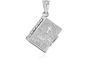 Religious Jewelry Polished Sterling Silver 3D Armenian Holy Bible Book