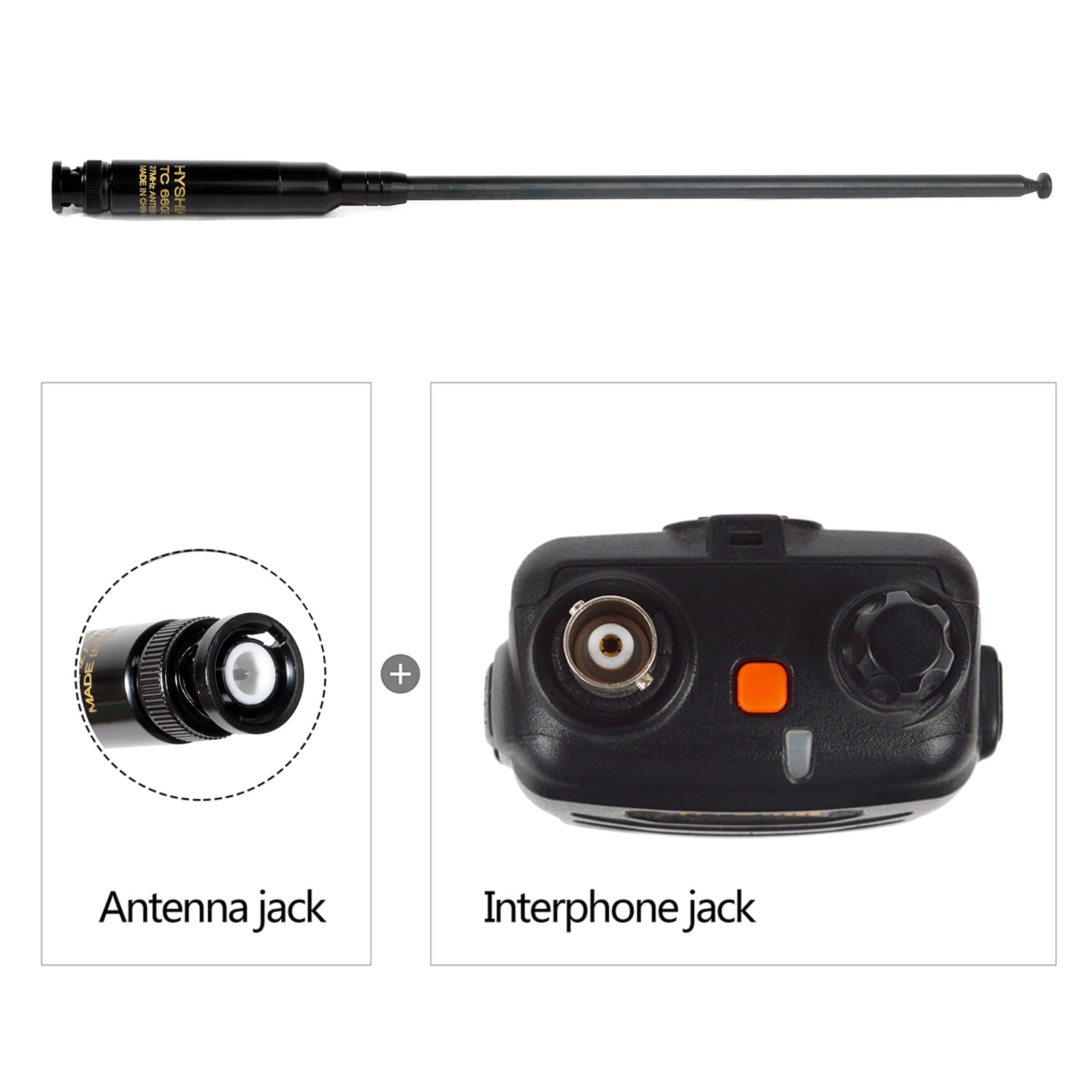 Antenna BNC 27 MHz telescopica portatile per radio, connettore antenna a presa, compatibile con Cobra Midland Uniden e ricetrasmettitori 27 MHz bidirezionali