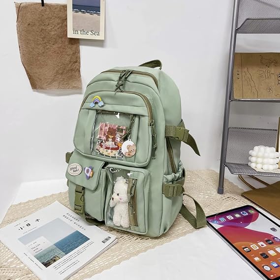 DKIIL NOIYB Kawaii Backpack School Bags for Girls, Cute Backpack Preppy School Rucksack Japanese School Bag for Teenage Secondary Primary Middle School