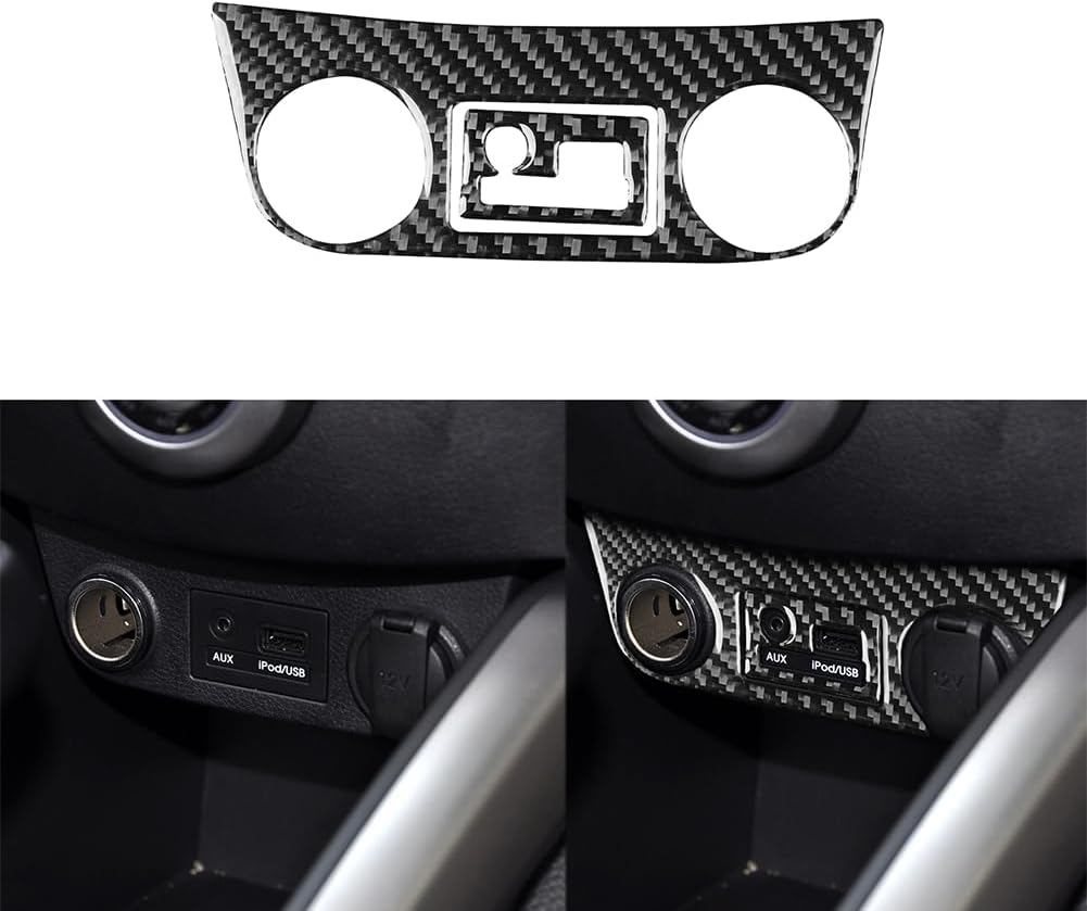 Car USB Charging Port Sticker Real Carbon Fiber Trim Compatible with Hyundai Veloster 2012 2013 2014 2015 2016 2017 Black Accessories