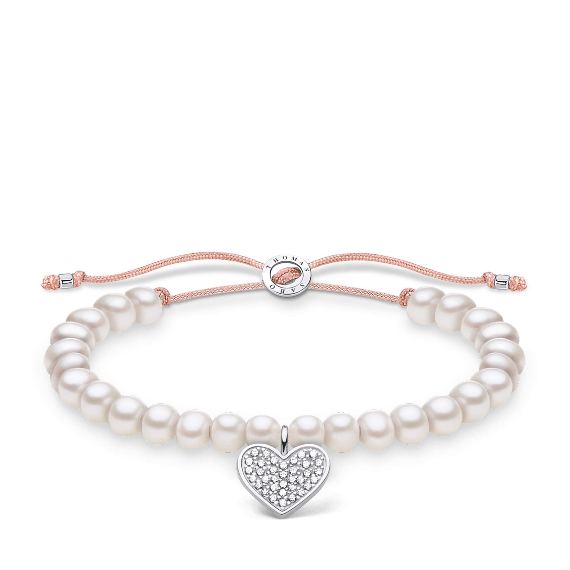 Thomas Sabo Women's Sterling Silver Nylon Freshwater Pearl Cubic Zirconia Bracelet