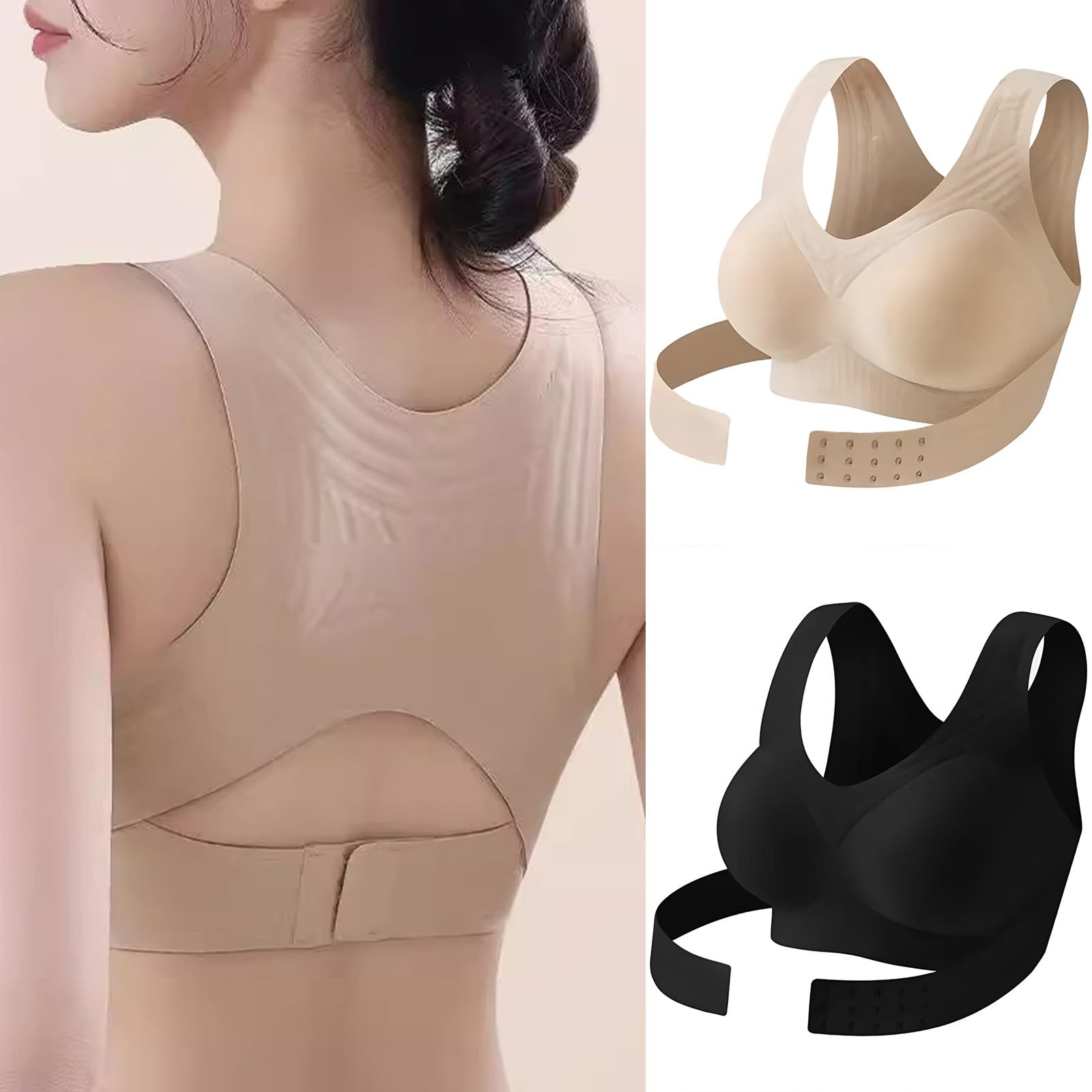 Sujetador Corrector Postura sin Espalda Cierre Frontal Sincosturas Ajustable Ropa Interior Moldeadora Transpirable para Mujer