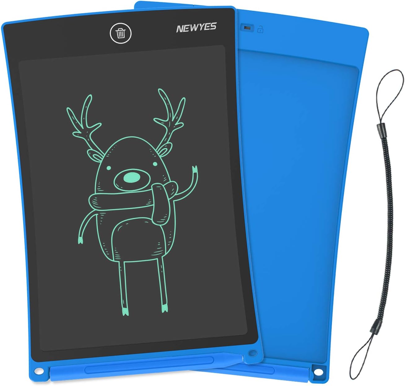 NEWYES Doodle Pad Drawing Board LCD Writing Tablet with Lock Function for Note Taking eWriter Gifts for Kids (8.5 inch, Blue)