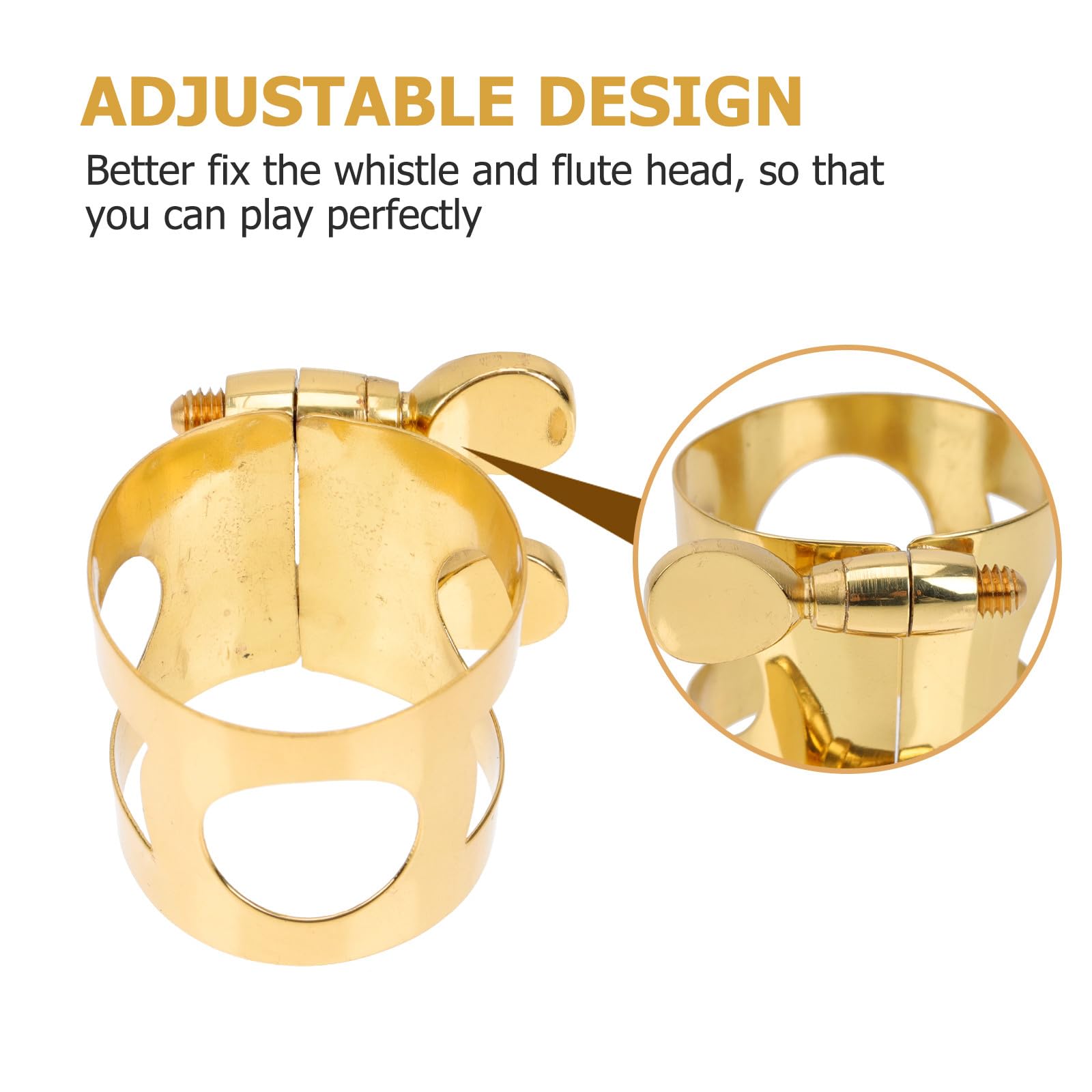 3 ligaduras para saxofón alto, de latón dorado, con 2 tornillos ajustables para boquilla de saxofón y clarinete.