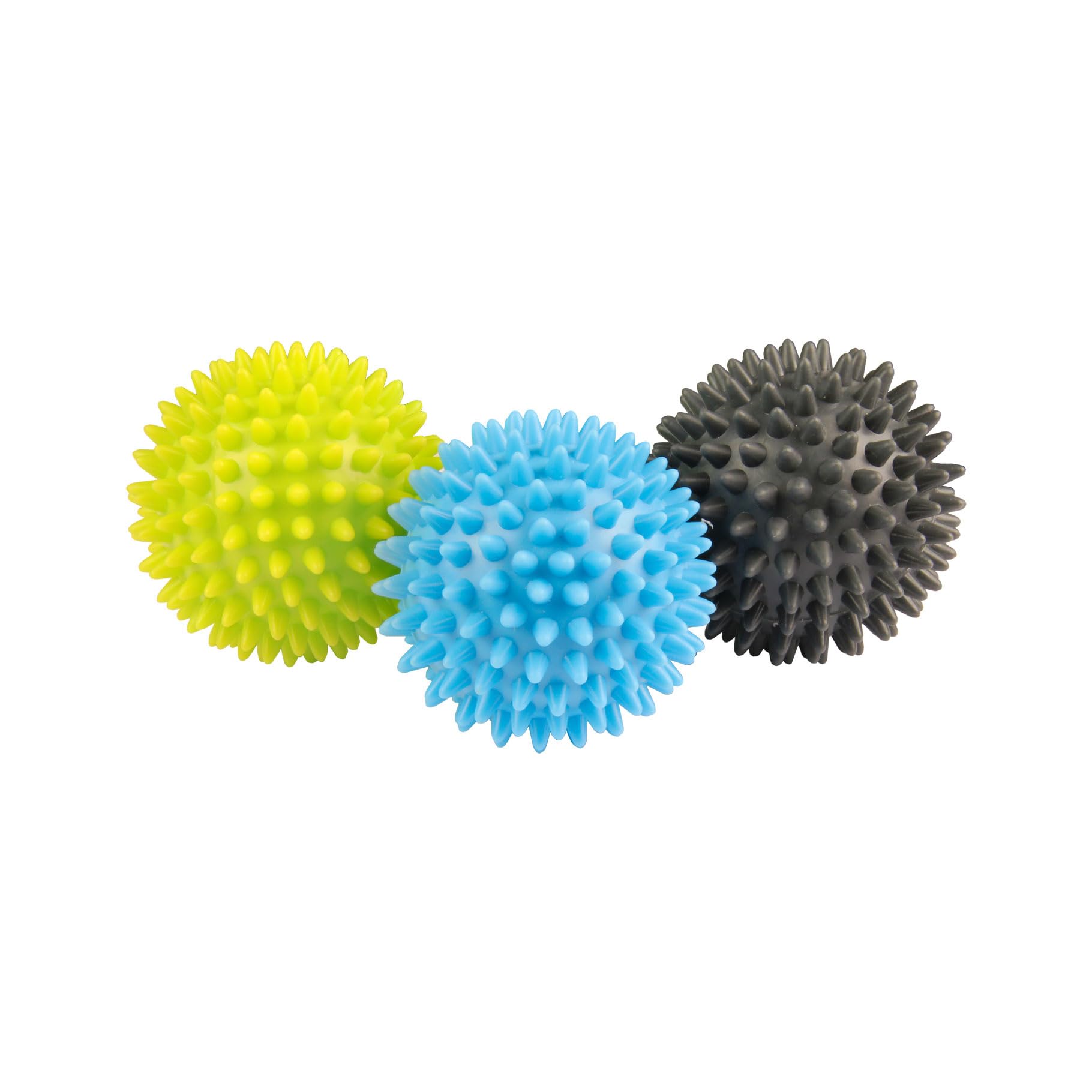 Spikey Massage Ball, Ideal for Trigger Point Therapy, Deep Tissue & Myofascial Release, Relaxes Tight Muscles & Stress, 3 Hardness Levels (Blue, Green & Grey)