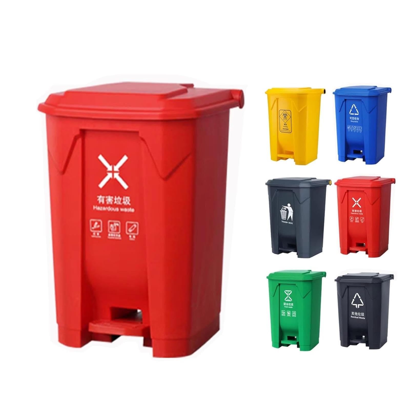 VITIWEDTY Step-On Outdoor Trash Can with Lid, Durable PP Garbage Bin, Odor-Sealing Waste Container for Home and Outdoor Use (Red 21 Gallon)