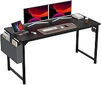 Vista 67 de DUMOS Escritorio de oficina pequeño de 32 pulgadas para computadora de estilo moderno y simple, mesa de trabajo de estudio para el dormitorio