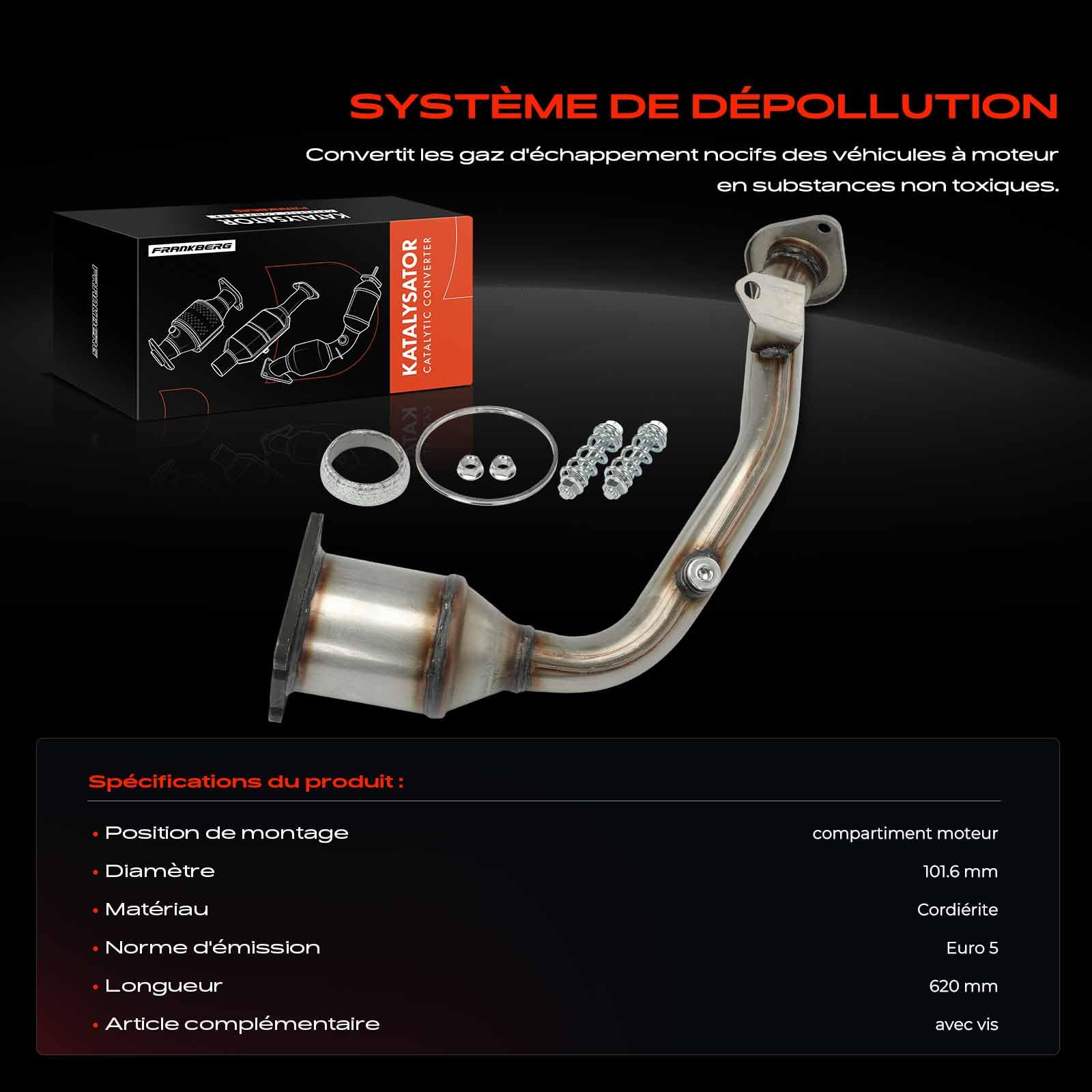 Frankberg Convertisseur catalytique essence 1731PC | Compatible avec: Berline 207, 1,0070000000000001E3 KM, C2 JM, C3 I FC FN, 207 WA WC, 207 SO WK, C3 Pluriel HB