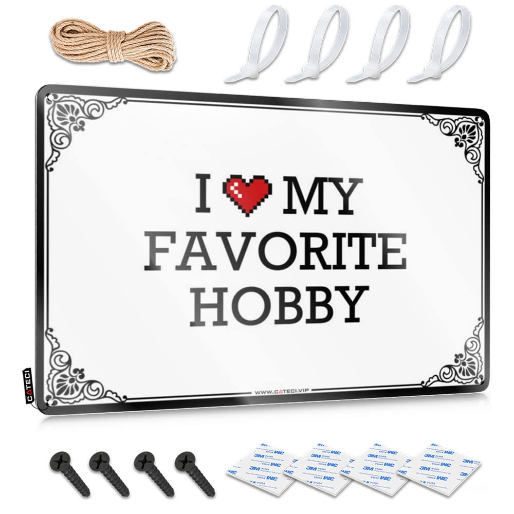 I Love My Favorite Hobby Outside Fall Decor Porch Hanging | Old-fashioned Funny Sign Reusable Vintage Metal Wall Decor(30X40CM)