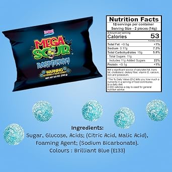 Barnetts Mega Sour Raspberry Fizz Candy 250g Handmade British Sweets