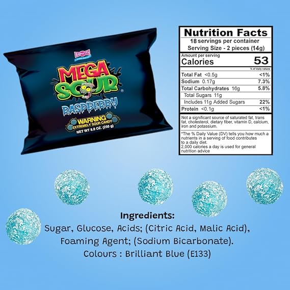 Barnetts Mega Sour Raspberry Fizz Candy 250g Handmade British Sweets