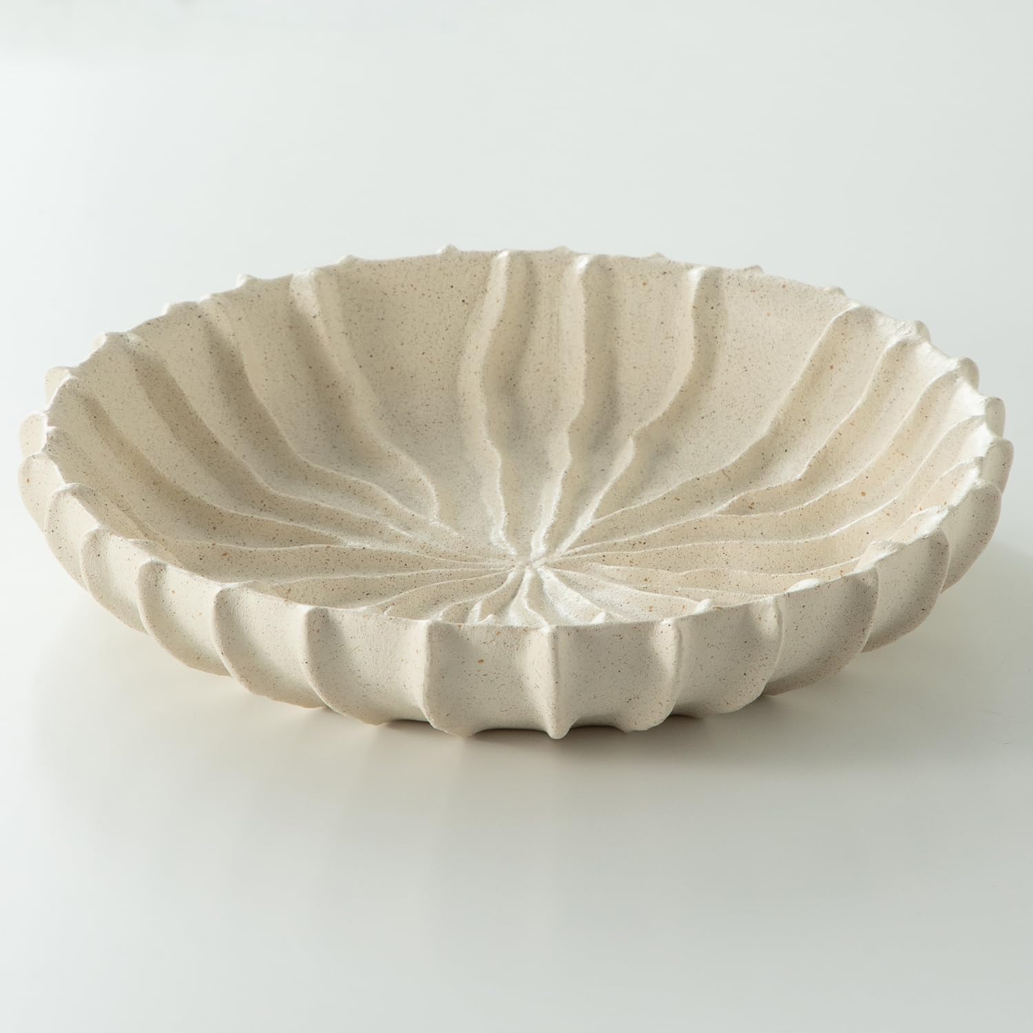 Large Decorative Bowl Fruit Bowl for Kitchen Counter, Resin Modern Decorative Tray for Home Decor, Key Bowl for Entry Table, Shelf, 11.2 Inch (Beige)