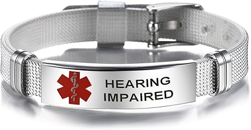 NARTGO Pulsera de emergencia roja con identificación de alerta médica para mujeres, hombres, primeros auxilios, personas mayores, alarma de salud,