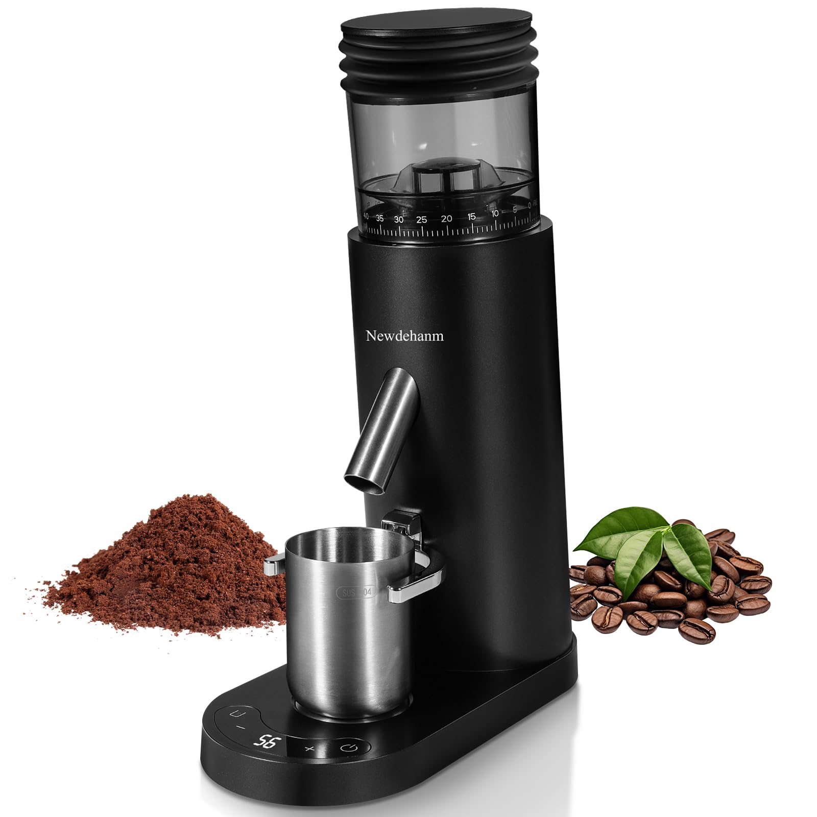 Molinillo de café eléctrico, recargable, inalámbrico, de acero inoxidable, cónico, con soplador de aire, 60 ajustes de molienda, antiestático, compacto y silencioso para el hogar, oficina, camping