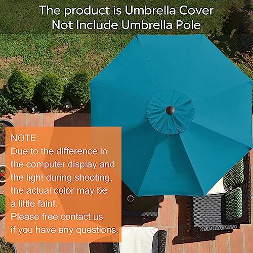 EliteShade USA 9FT Patio Umbrella Replacement Covers 8 Ribs Market Umbrella Canopy Cover (CANOPY ONLY) (Teal) by EliteShade - Image 2