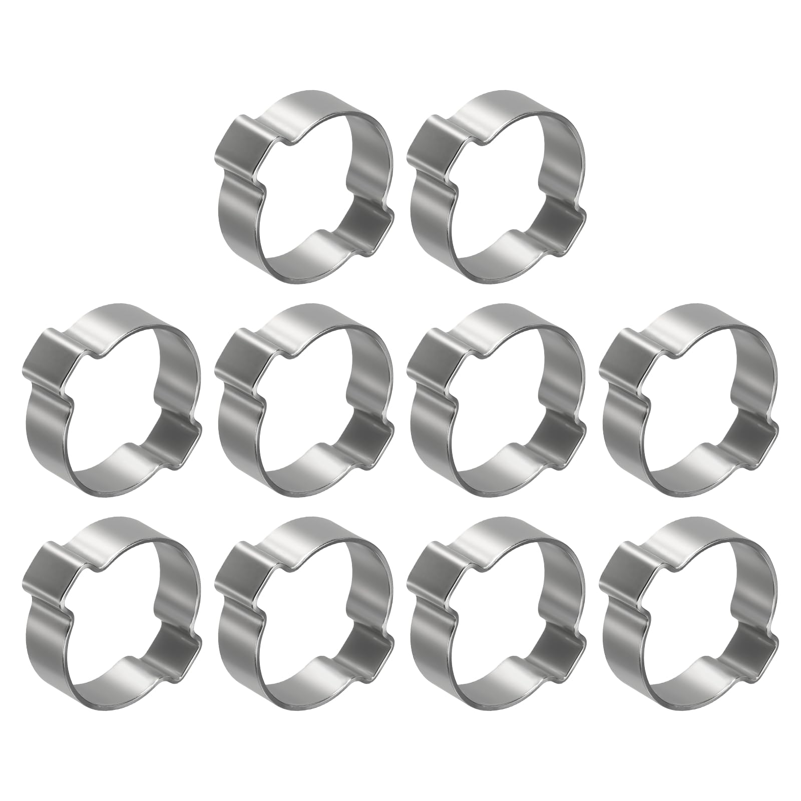 Kozelo 10Pcs Stainless Steel Double Ear Hose Clamps, Adjustable 32-37mm Heavy Duty O Clip Crimp Rings, Two Ears Cinch Rings Crimp Pinch Fitting for Automotive, Tubing, Fuel