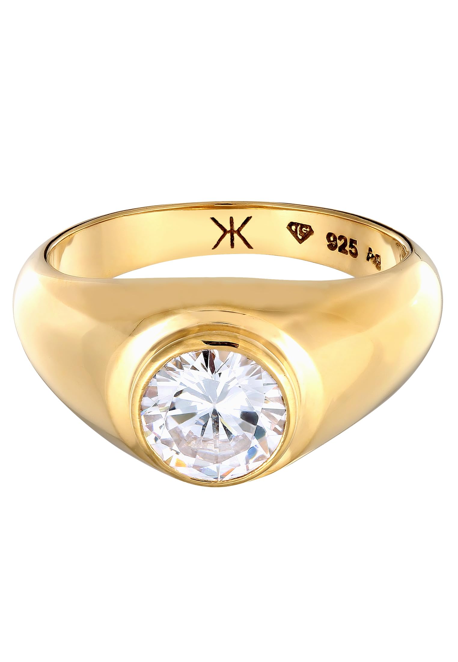 Kuzzoi Anello da uomo in argento 925 con zirconi placcati in oro 24 carati, con pietra per l'uomo, misura 60-66, 0608232924