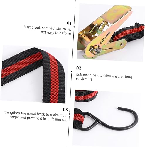 Miniatura 5 de DOITOOL 4 correas de trinquete de cuero para hombres, cinturón resistente con hebilla, accesorios exteriores automotrices, correa de carga, correa