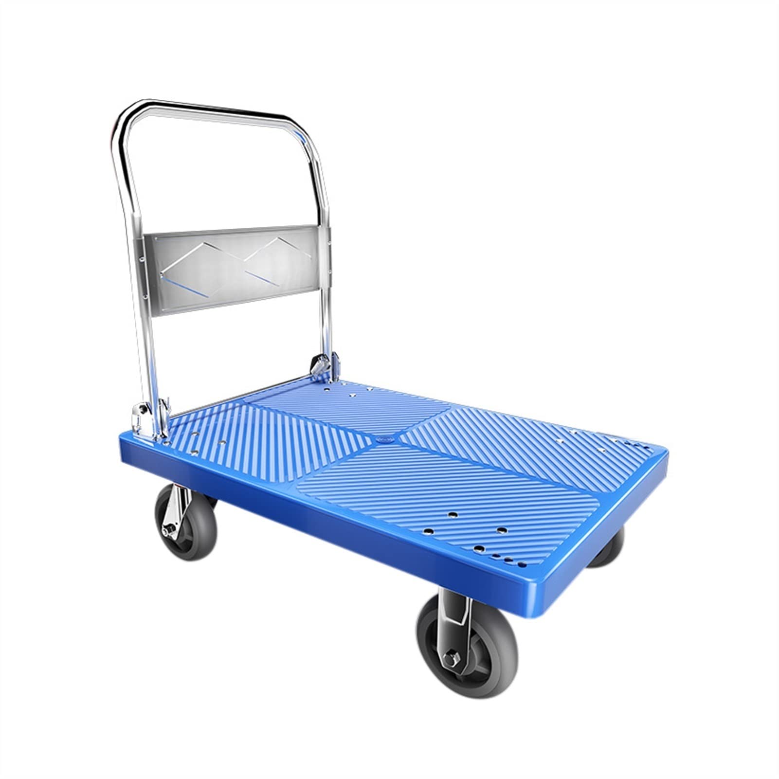 HeavyDu Faltbarer Schubwagen mit 4 Schwenkrädern, rutschfeste Plattform für müheloses Bewegen, ideal für Büro und Sto, tragbar, stabil, blau, Größe: 90 x 60 cm