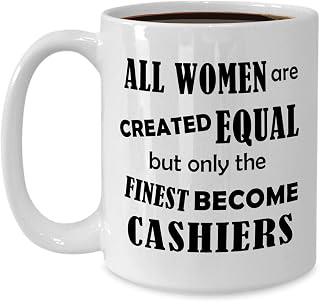 Gifts for Cashier Women Female - Mug Large 15oz Coffee Tea Cup White Ceramic - Cash Register Registry Employee Retail Store Shop Funny Cute Gag Appreciation Idea - Finest Become