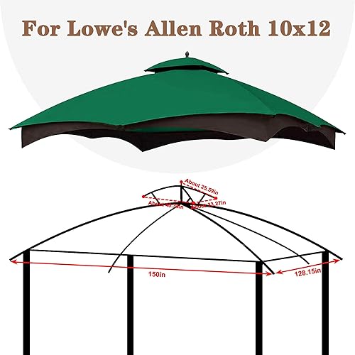 Miniatura 3 de SCOCANOPY Parte superior de repuesto verde bosque compatible con Lowe's Allen Roth 10X12 Gazebo modelo #GF-12S004B-1#GF-12S004BTO#TPGAZ17-002C