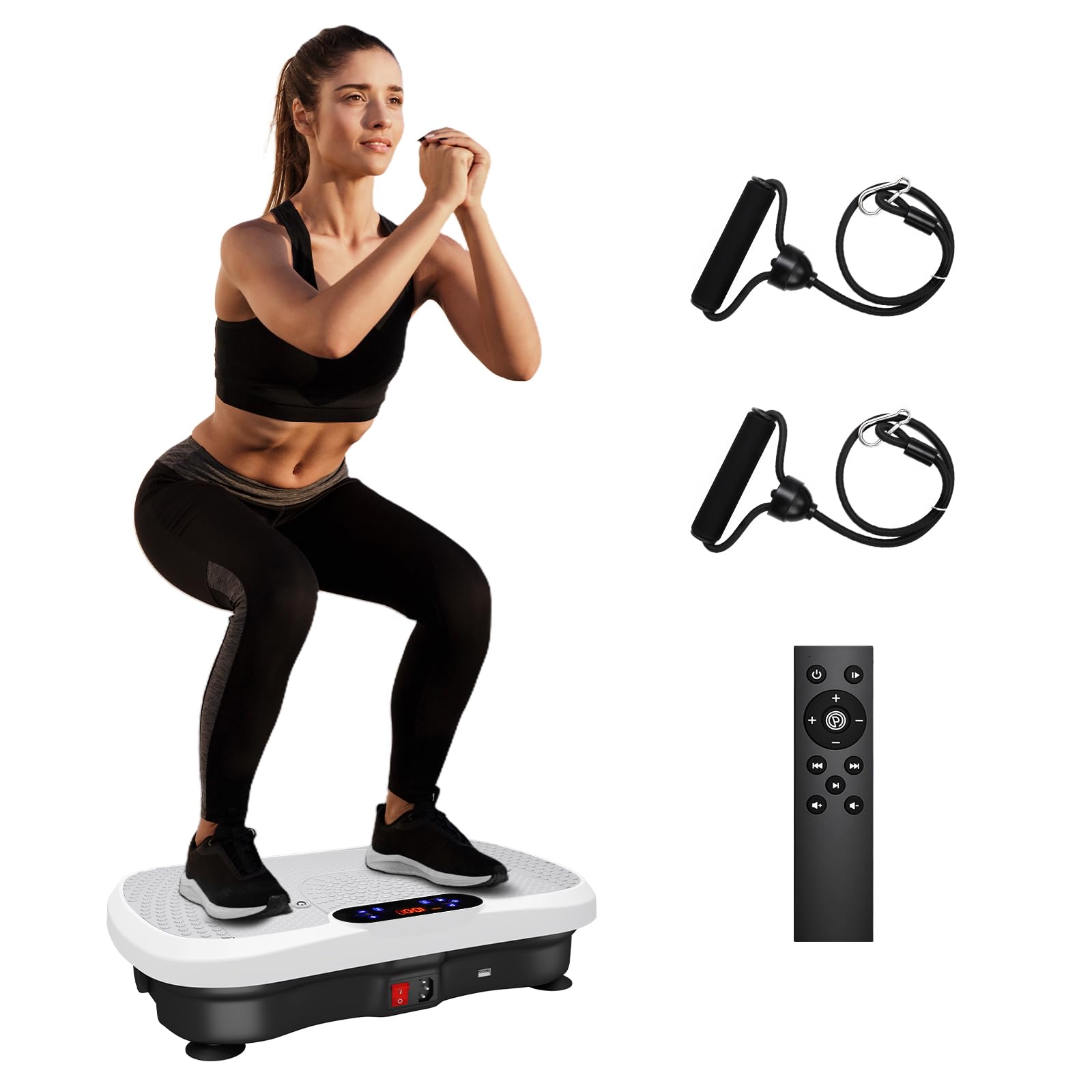 Plateforme Vibrante Oscillante - 9 Programmes, 200 Niveaux - Haut-parleur Bluetooth - Charge 200 Kg - Silencieuse - Pour Perte Poids, Tonification