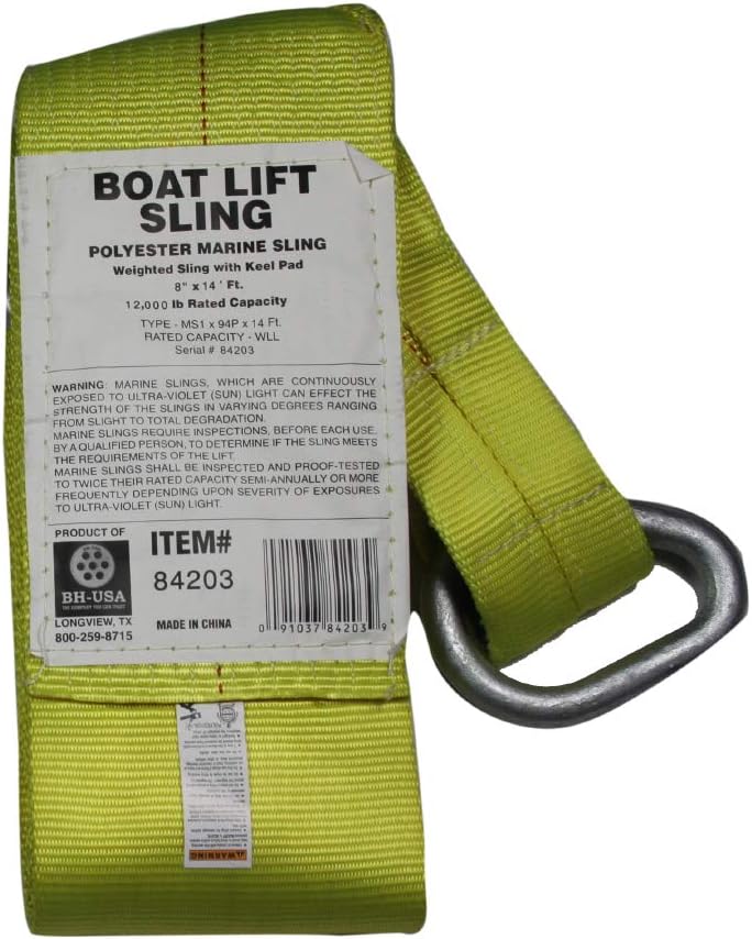 BH-USA Boat Lift Sling, Yellow, 8" x 20'