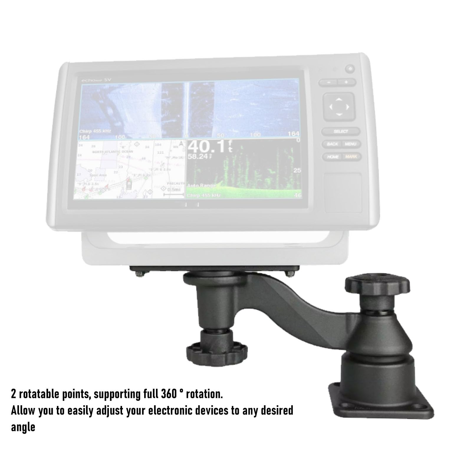 RAM Mount Horizontale 6-Zoll-Schwenkarmhalterung, 360° Drehbar, Universelle Fischfinder-Montagebasis, Gebogene Schwenkarmhalterung für -Fischfinder und Mehr
