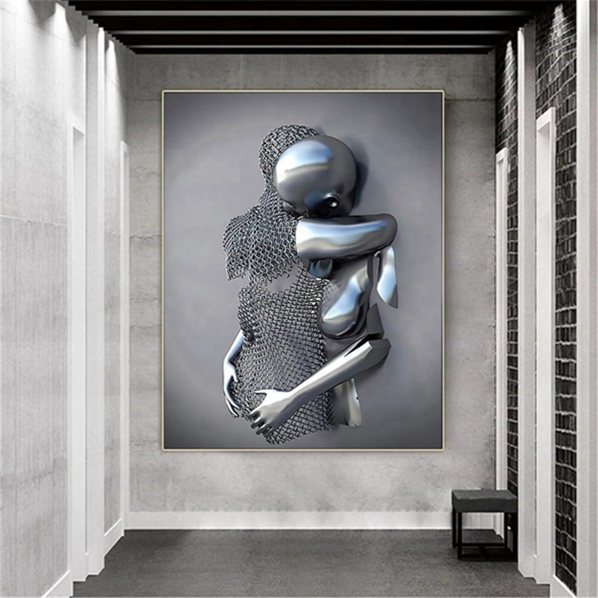 DLKAJFK 3D Romantic Lover Sculpture Poster Metal Figure Statue Art Love Heart Kiss Pictures Wall Art Black African Woman Wall Painting Without Frame Poster 03 3 Pieces 20 X 30 Cm - View #8