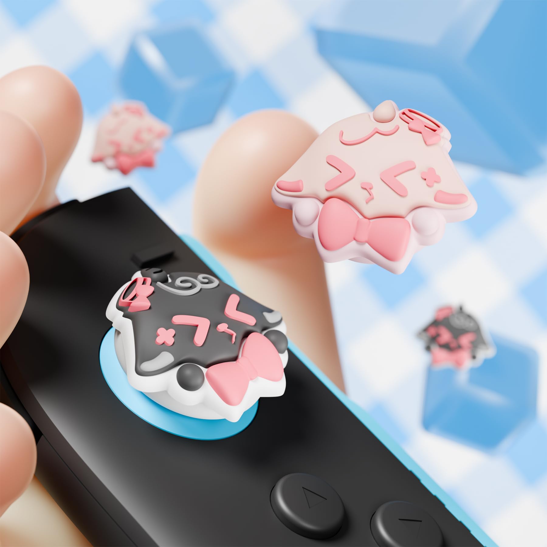 PlayVital 4 Piezas de Agarres para el Pulgar para Nintendo Switch 2 2025, Kawaii Tapas de Silicona para Joysticks de Joycon, Protector para Joystick, Accesorios para Switch 2 (Oveja Mimada)
