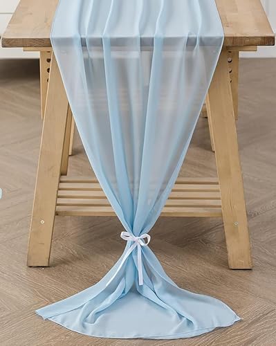 Miniatura 2 de MDS - Paquete de 20 caminos de mesa de gasa de 14 pies de largo de 29 x 170 pulgadas de largo, romántico, rústico, de gasa transparente, para bodas,