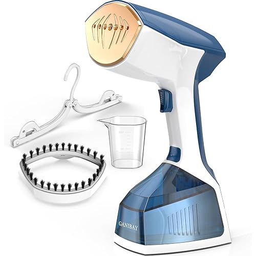 Steamer for Clothes, 1600W Handheld Clothes Steamer with 360ml Tank, Fast Heat-Up Portable Garment Steamer with LCD, Auto-Off, 2 in 1 Fabric Wrinkle Removes with Folding Hanger and Brush