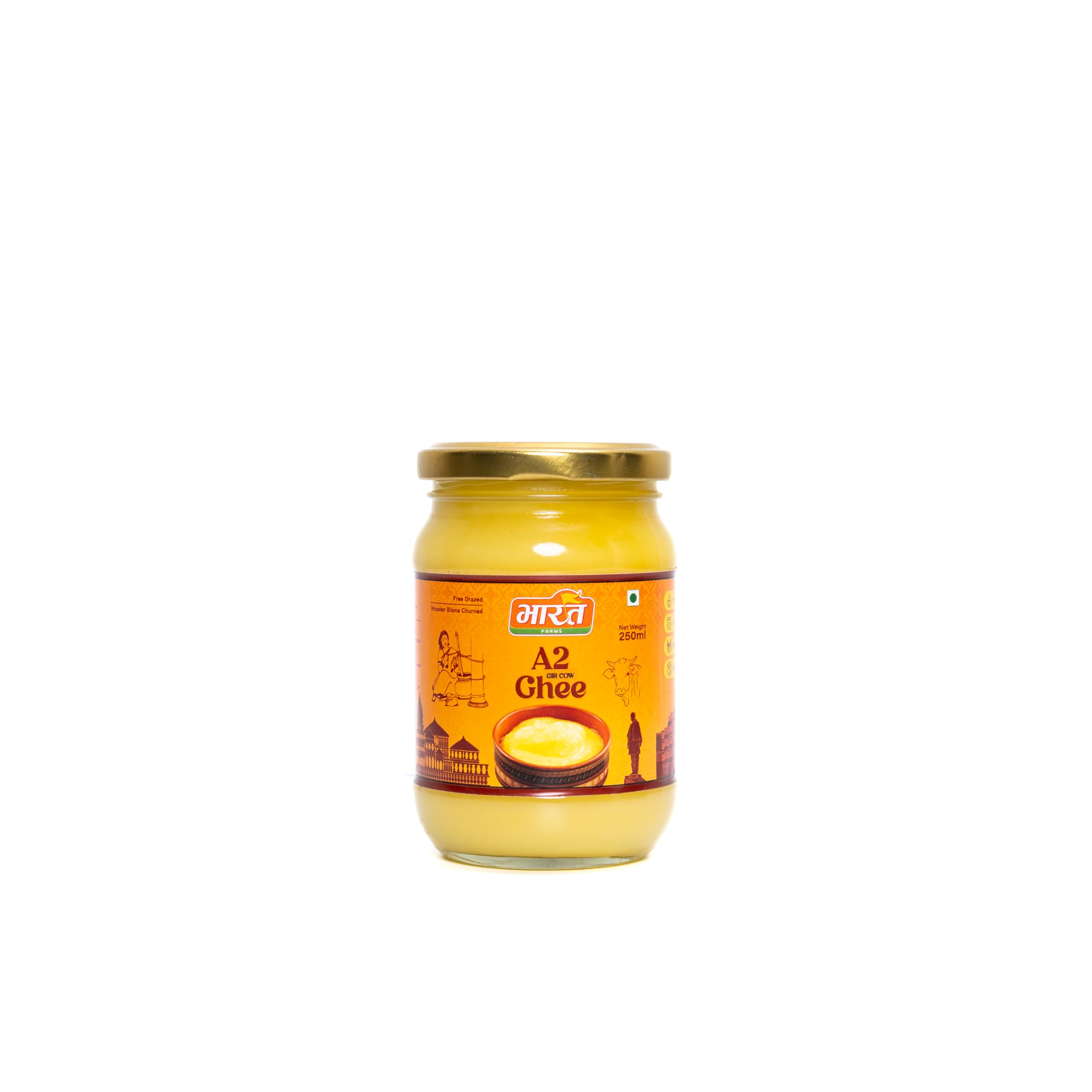 Bharat Farms A2 Gir Cow Ghee 250ml | Vedic Bilona Method | Traditional Curd Churned | Lab Tested | Organically Made Danedar Ghee | Grass Fed Gir Cow | Glass Jar (B0D7HSPTKJ) Amazon Price History, Amazon Price Tracker