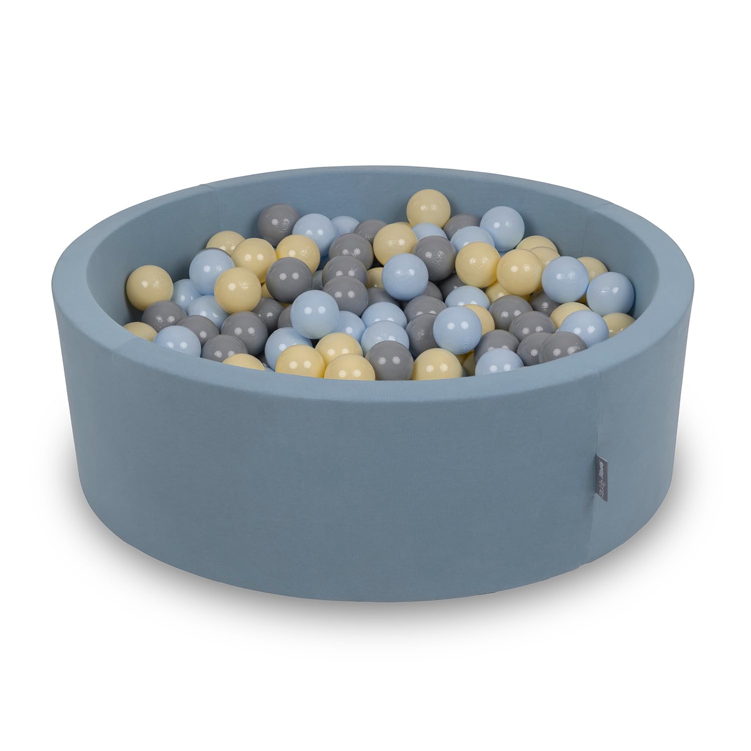 KiddyMoon Soft Ball Pit Round 90X30cm/200 Balls ∅ 7Cm/2.75In For Kids, Foam Ball Pool Baby Playballs, Blue: Pastel Blue/Pastel Yellow/Gray — image 1