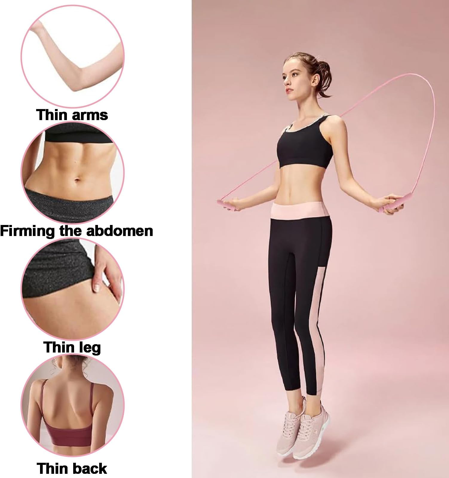 2PCS Skipping Ropes, Jump Rope, Fitness Accessories Boxing Skipping Rope for Men, Women and Kids, Speed Jumping Rope with Non Slip Handle for Home Exercise,Body Fitness, Fat Burning (Pink Black)