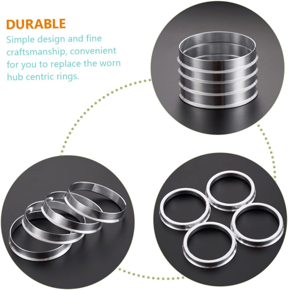 PRETYZOOM 4pcs Hub Centric Rings 66.45 to 57.1 for Car Wheel Adaptation Anti-Rust Aluminum Alloy Center Bore Spacer for Vehicle Hubs and Rims