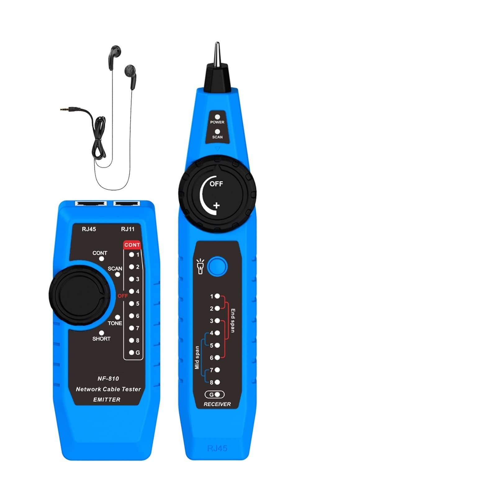 Detector de pared, NF-810 Kit de probador de cable de red for RJ11 RJ45 CAT5 CAT6 LAN Cable múltiples funciones rastreador de cable wiremap P OE Tel Pruebas