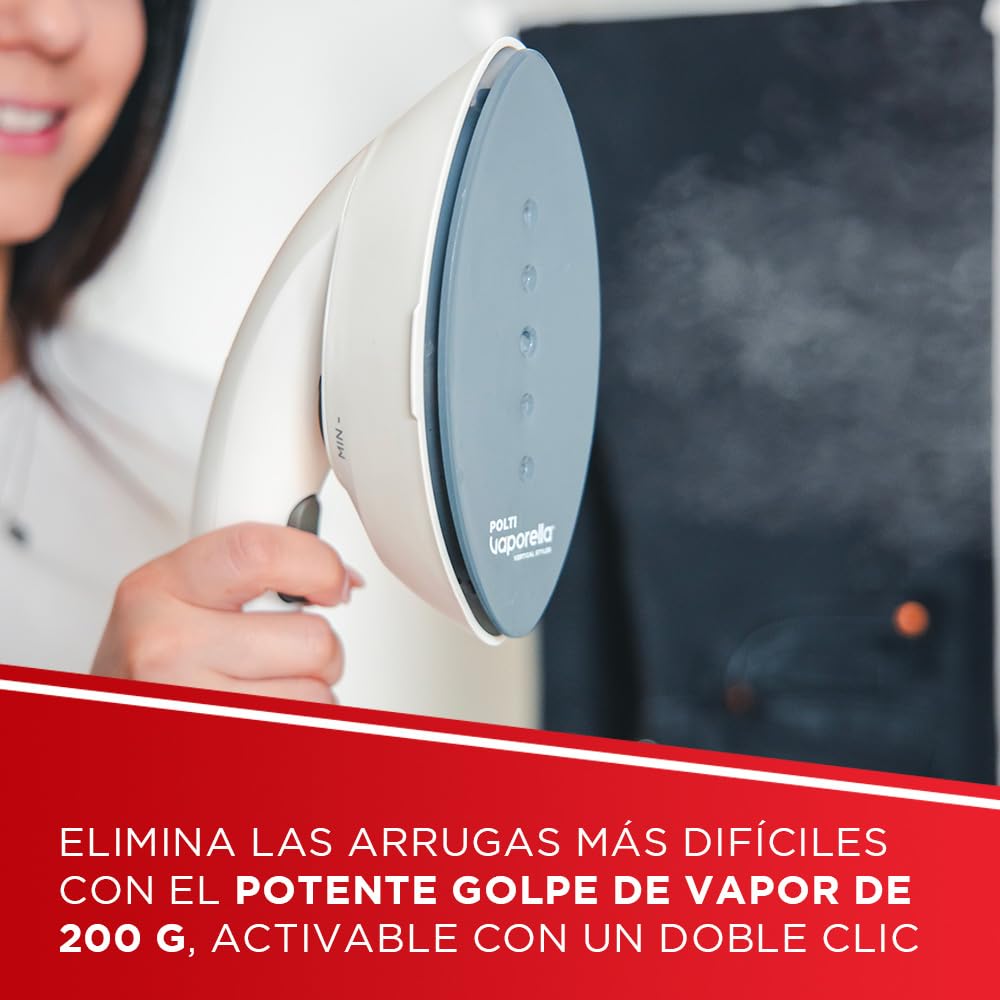 Polti Vaporella Vertical Styler GSF80R, Plancha de Vapor Vertical de Pie, Autonomía Ilimitada, Potencia de 2000 W, Calentamiento en 30 Segundos, Blanco y Rojo