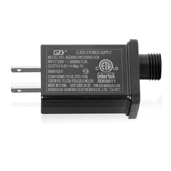 4.5V 1A Class 2 Power Supply LED Transformer, LED Controller IP44 Low Voltage Transformer US Plug for Christmas Light, Halloween String Light