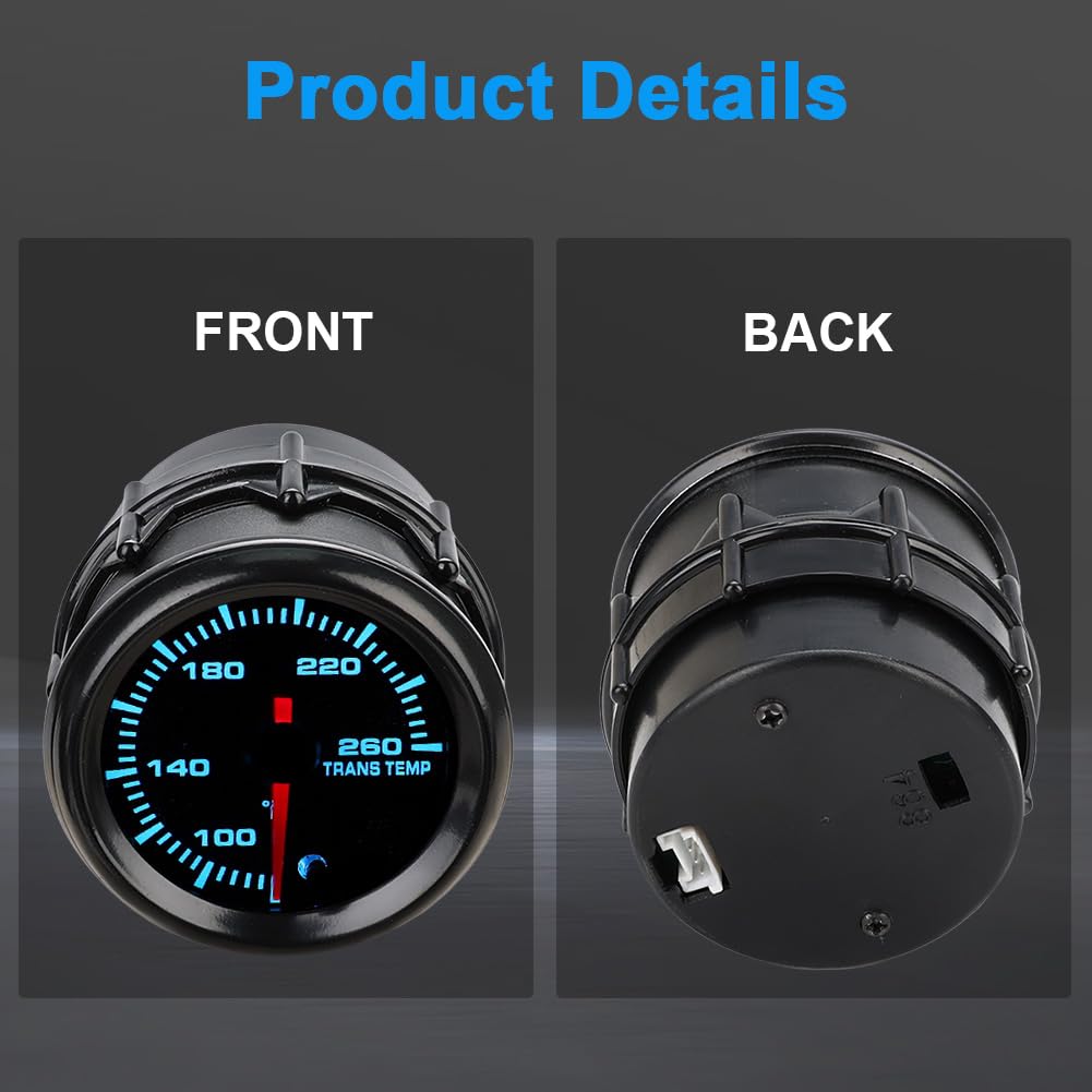 7 Color 260F Automatic Transmission Temp Gauge Kit 2-1/16" 52mm