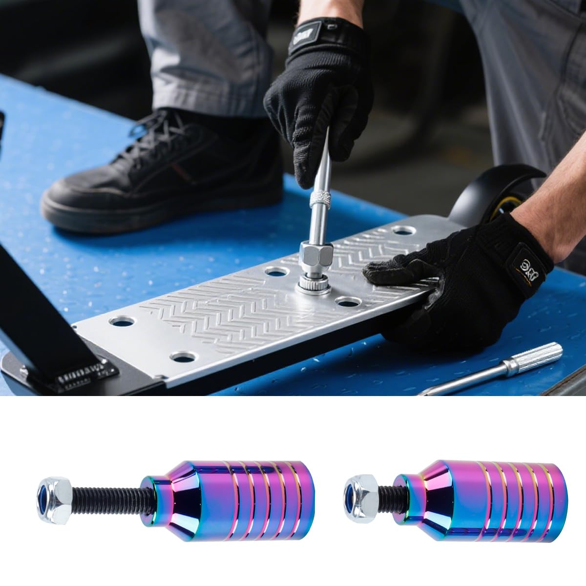 Pro Stunt clavijas para patinete acrobático de aluminio negro arcoíris eje 12,9 pasos tuerca de montaje grinds 5050