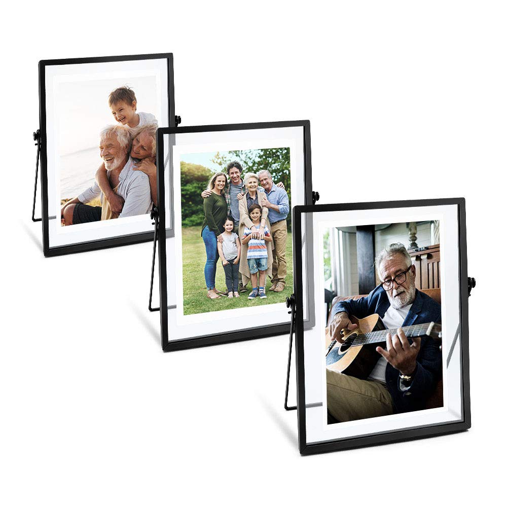 AceList Set of 3| 5x7 Picture Frame Collection Black Metal Floating Frame for Wedding, Bedroom, Home, Office Decor