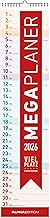 Megaplaner 2026 - Streifen-Kalender 15x64 cm - mit Ferienterminen - viel Platz für Notizen - Wandplaner - Küchenkalender - Alpha Edition