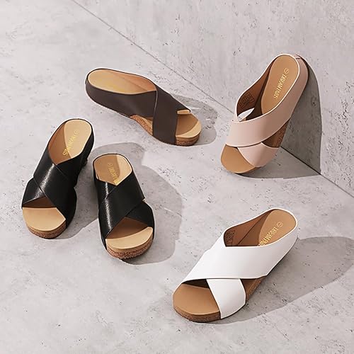 Miniatura 7 de DREAM PAIRS Sandalias de corcho para mujer, con puntera abierta, bonitas sandalias planas cruzadas para el verano