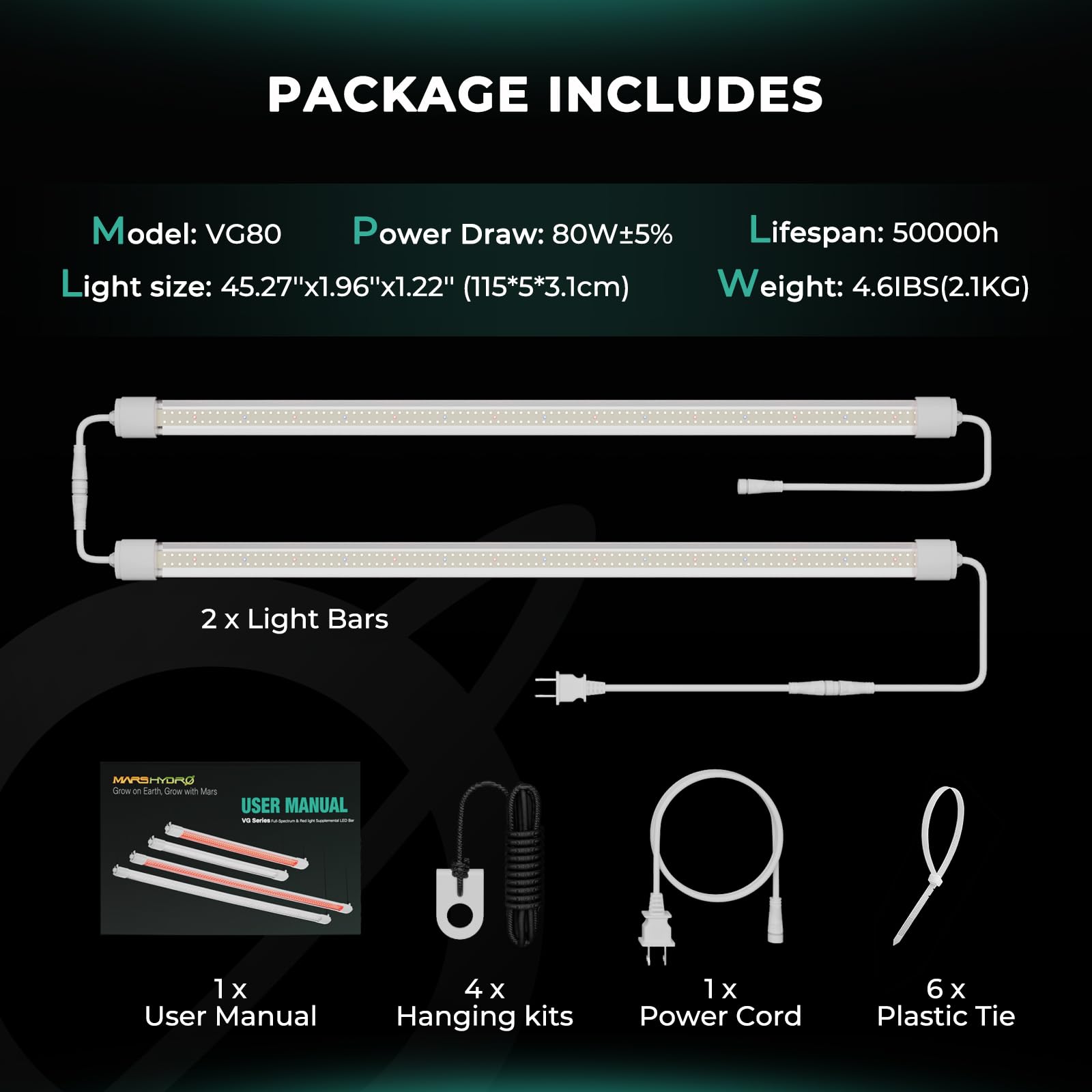 MARS HYDRO VG80 Led Grow Lights for Indoor Plants 4 ft Full Spectrum Plant Grow Light Strip with Daisy Chain for Veg Flower Greenhouse Hydroponic Commercial Seed Starter 432 Diodes 450W Equivalent