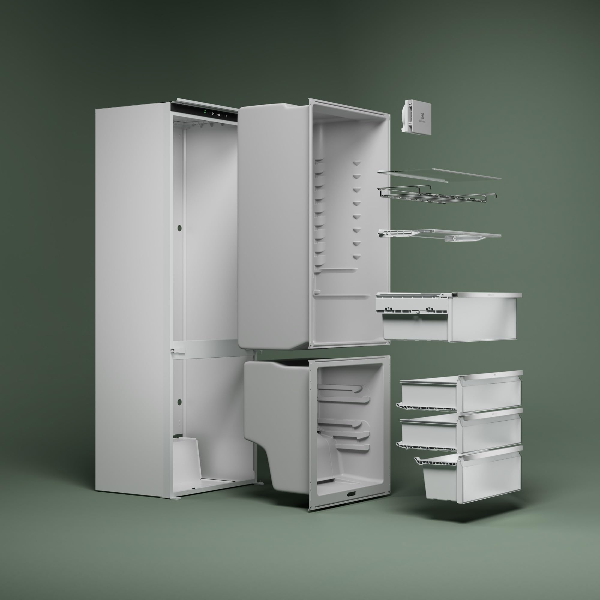 Electrolux Serie 600 Frigorifero Combinato da Incasso, ENT6MD18S0, 249 Litri, TwinTech Total No Frost, MultiFlow, Silenziosità 34 dB, 1772x546x549, Class D, Allarme Porta Aperta, Bianco