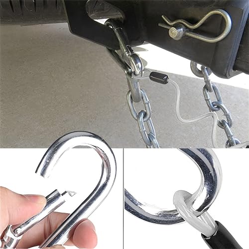 Miniatura 4 de AUCELI Cable de seguridad en espiral de acero inoxidable para remolque, cable de seguridad en espiral para remolque, cable de acero resistente,