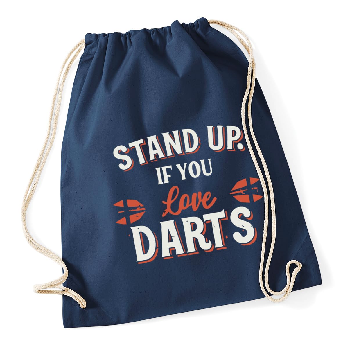 Hippowarehouse Stand Up if you Love Darts Gift For Him Her Daughter Son Dad Mum Drawstring Cotton School Gym Bag 37cm x 46cm, 12 litres