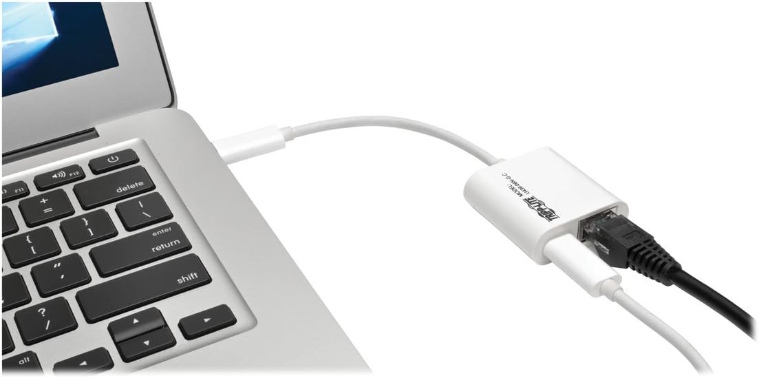 Tripp USB-C to Gigabit Ethernet (GbE) NIC Network Adapter with USB-C PD Charging Port, 10/100/1000 Mbps, USB 3.1 Gen 1 Type-C to GbE, White (U436-06N-G-C)