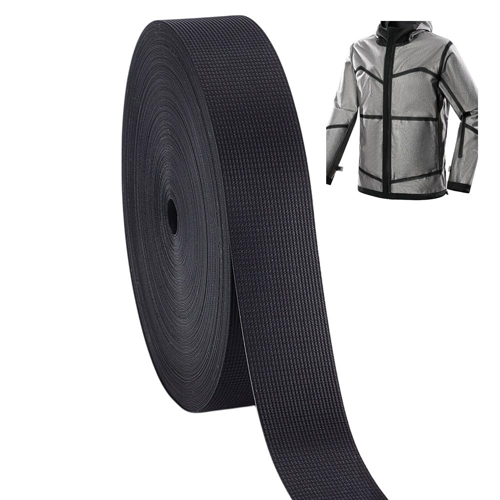 AHANDMAKER Nastro di tenuta termica in tessuto impermeabile per stirare, sigillatura cuciture, nastro di riparazione, nastro di tessuto resistente al calore per giacche, impermeabile nero